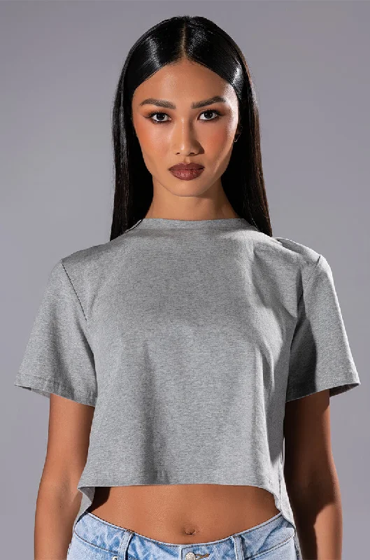 CURTAIN CALL OPEN BACK RHINESTONE CREW NECK TSHIRT