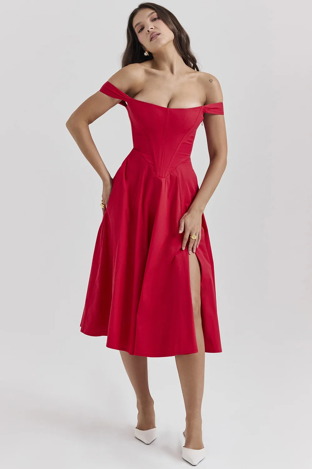Elegant Summer Off Shoulder Red Midi Dress Floral Print Midi Dress Comfortable Casual Midi Dress Elegant Summer Off Shoulder Red Midi Dress Floral Print Midi Dress Comfortable Casual Midi Dress