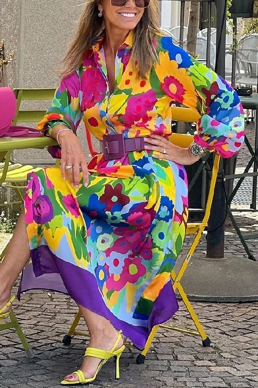 Enjoy Each Day Satin Multi Floral Printed Shirt Midi Dress Fashionable Floral Embroidery Midi Dress Enjoy Each Day Satin Multi Floral Printed Shirt Midi Dress Fashionable Floral Embroidery Midi Dress