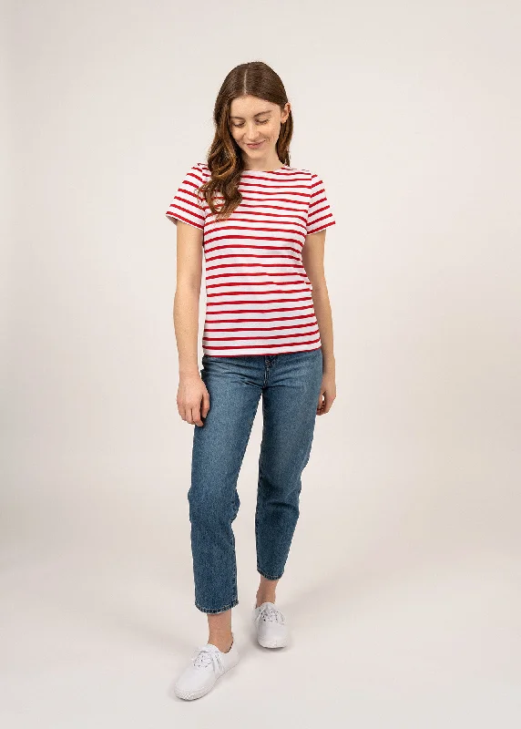 Etrille short sleeve striped sailor shirt - regular fit, in light cotton (NEIGE/TULIPE) Relaxed Short Sleeve Tee Etrille short sleeve striped sailor shirt - regular fit, in light cotton (NEIGE/TULIPE) Relaxed Short Sleeve Tee