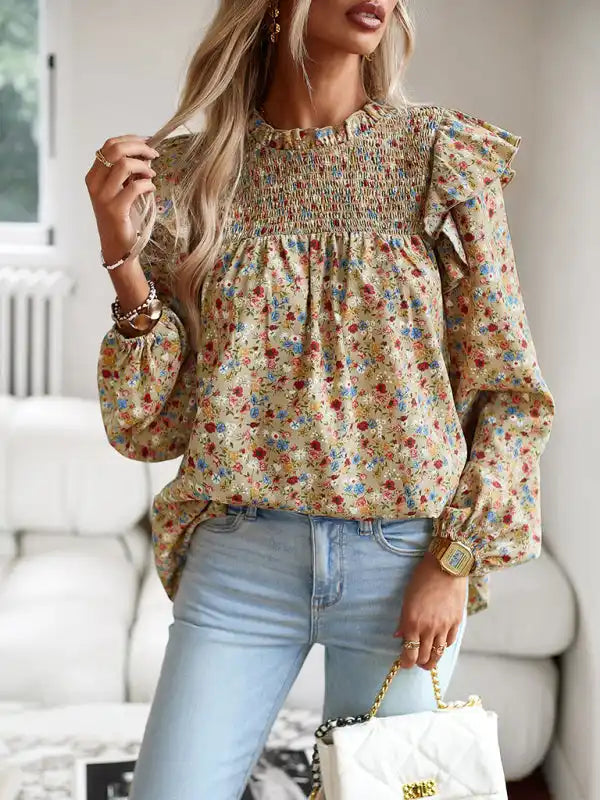 Floral Shirt Femininity Commuter Long Sleeve blouse