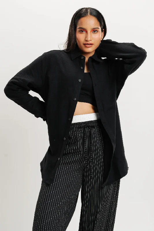 Full Sleeves Solid Black Shirt - Women Comfortable Graphic Short Sleeve
