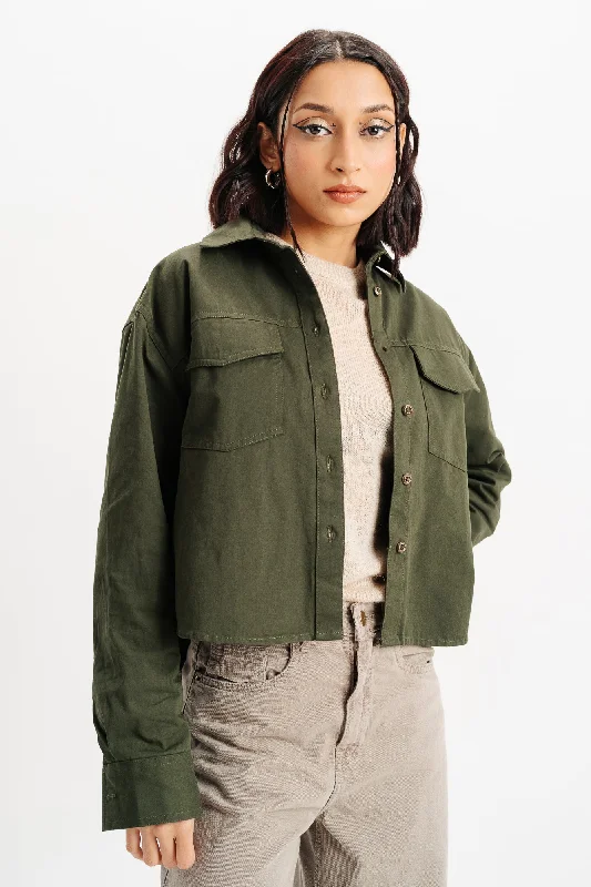 Green Twill Solid Shirt Comfortable Summer Short Shirt