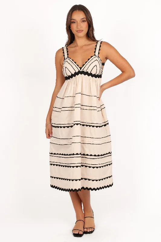 Jeanie Midi Dress - Natural Stylish Wraparound Midi Dress