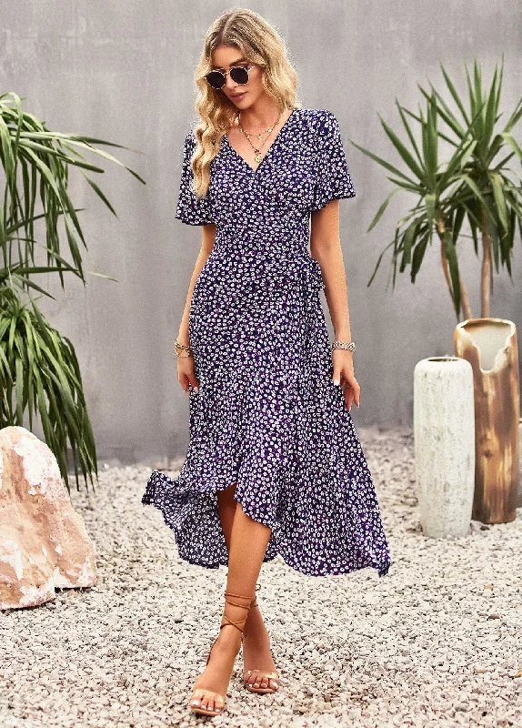 Joanna Floral Print A-line Split Summer Midi Dress Comfortable Sleeveless Midi Dress Joanna Floral Print A-line Split Summer Midi Dress Comfortable Sleeveless Midi Dress