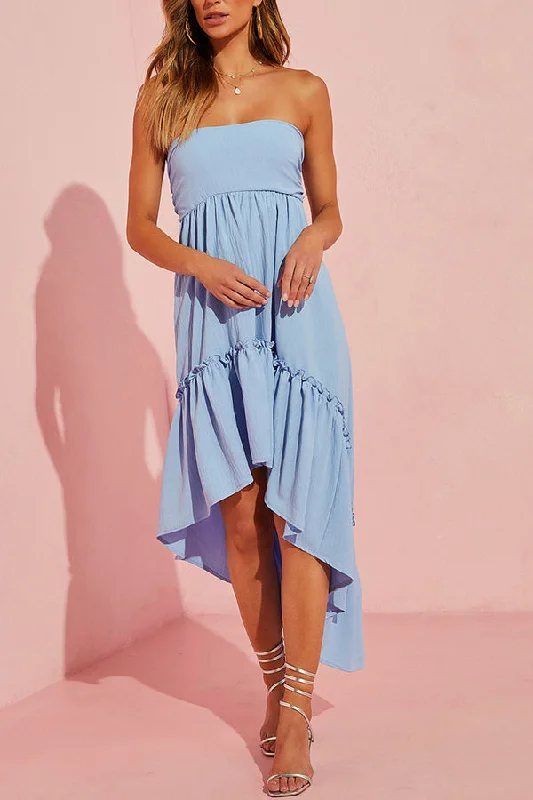 Jorga strapless midi dress blue Stylish Long Sleeve Floral Midi Dress