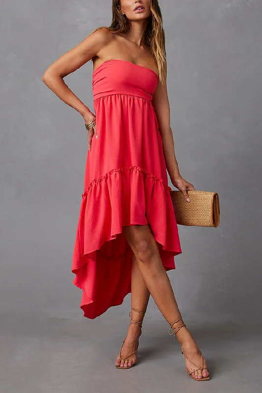 Jorga strapless midi dress coral Cozy Tie-Dye Midi Dress