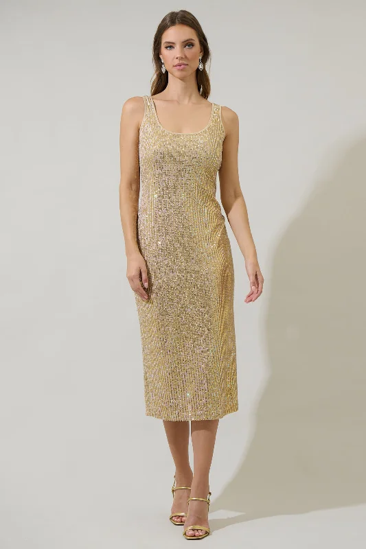 Kamari Sequin Liv Tank Midi Dress Cozy Tie-Dye Midi Dress