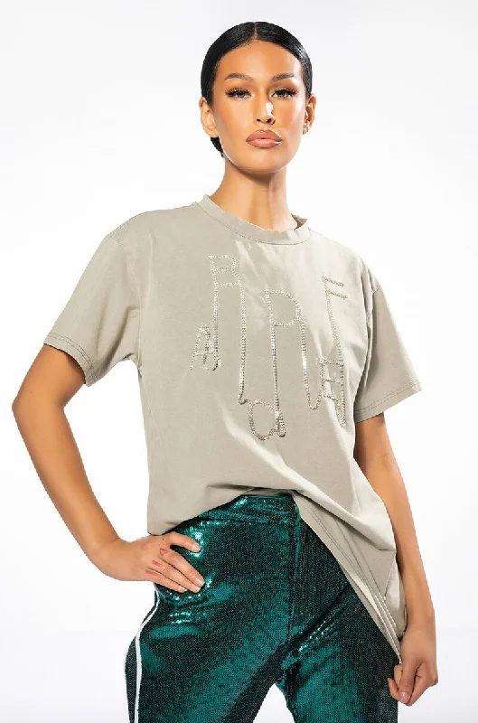 KEEP EM GUESSING RHINESTONE EMBELLISHED TSHIRT