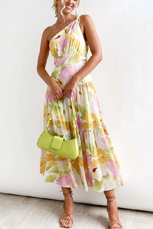 Mid-length off-the-shoulder sleeveless midi dress Trendy Boho Midi Dress