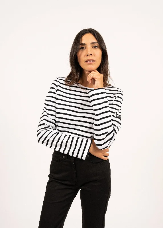 Minquiers unisex striped sailor shirt - regular fit, in light cotton (NEIGE/NOIR) Comfortable Short Sleeve Tee