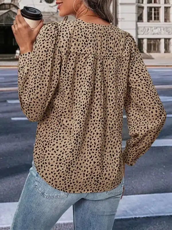 New Ladies Long Sleeve Leopard Print Shirt