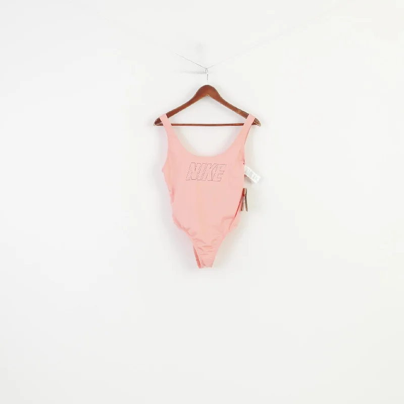 NEW Nike Woman L Swimsuits Pink Waterproof Elastic Sport Swimming Sleevelees One Piece Top Casual Swim Dress