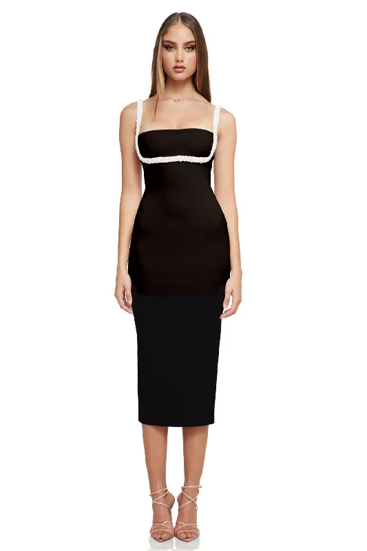 NOOKIE Nouveau Midi Dress (Black) - RRP $349 Cozy Wide Strap Midi Dress