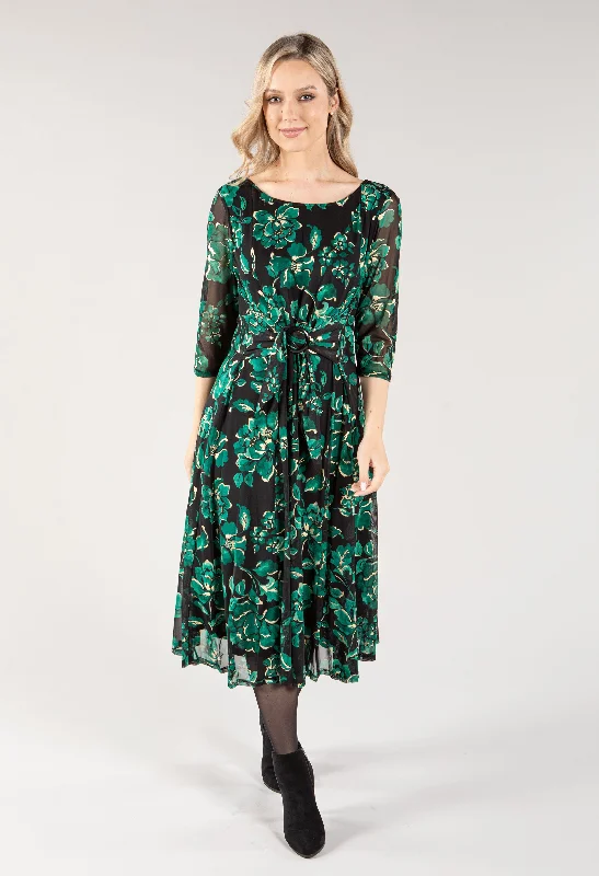 O Ring Detail Floral Midi Dress Trendy Floral Wrap Midi Dress