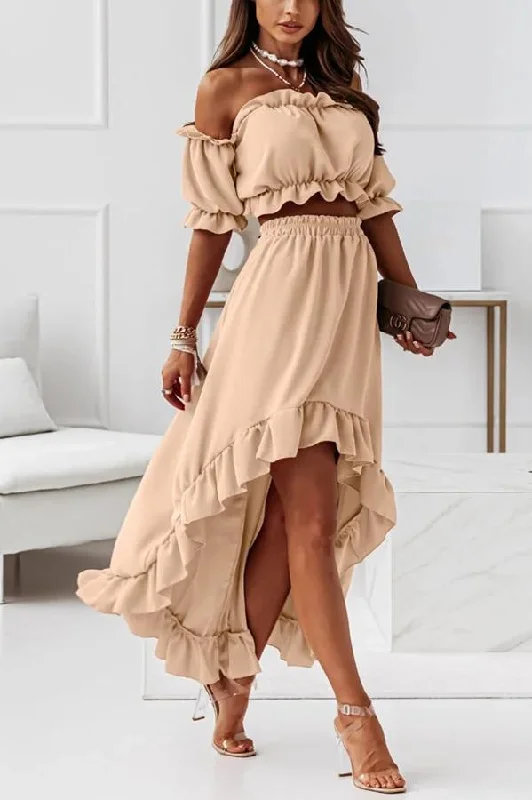 Off The Shoulder Midi Dress Suit Trendy Midi Dress with Belt