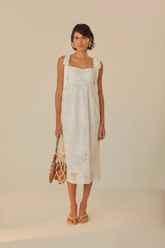 Off-White Midi Dress Fashionable Polka Dot Midi Dress