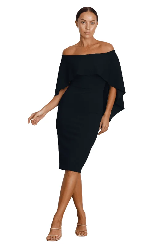 PASDUCHAS Composure Midi Dress (Dark Navy) - $249 Fashionable Shift Midi Dress