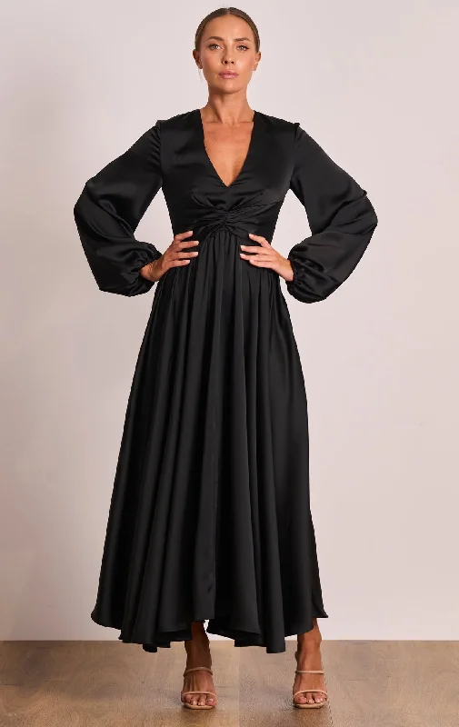 PASDUCHAS Lucia Sleeve Midi Dress (Black) - RRP $380 Stylish Off-Shoulder Ruffle Dress PASDUCHAS Lucia Sleeve Midi Dress (Black) - RRP $380 Stylish Off-Shoulder Ruffle Dress