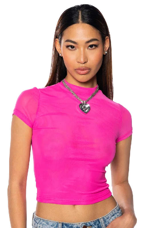 PAXTON MESH SHORT SLEEVE TSHIRT IN PINK