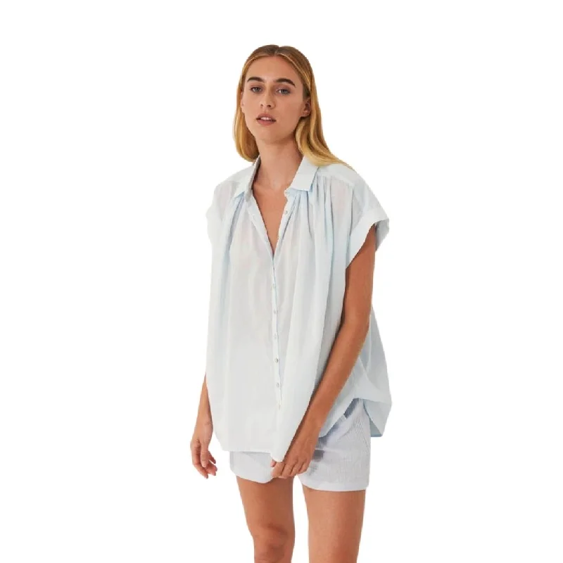 Polly Shirt (Blue) Cozy Loose Fit Short Sleeve