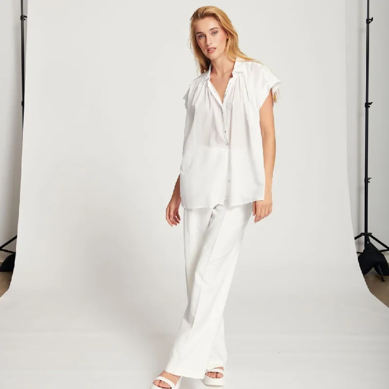 Polly Shirt (Chalk) Comfortable Peplum Short Shirt