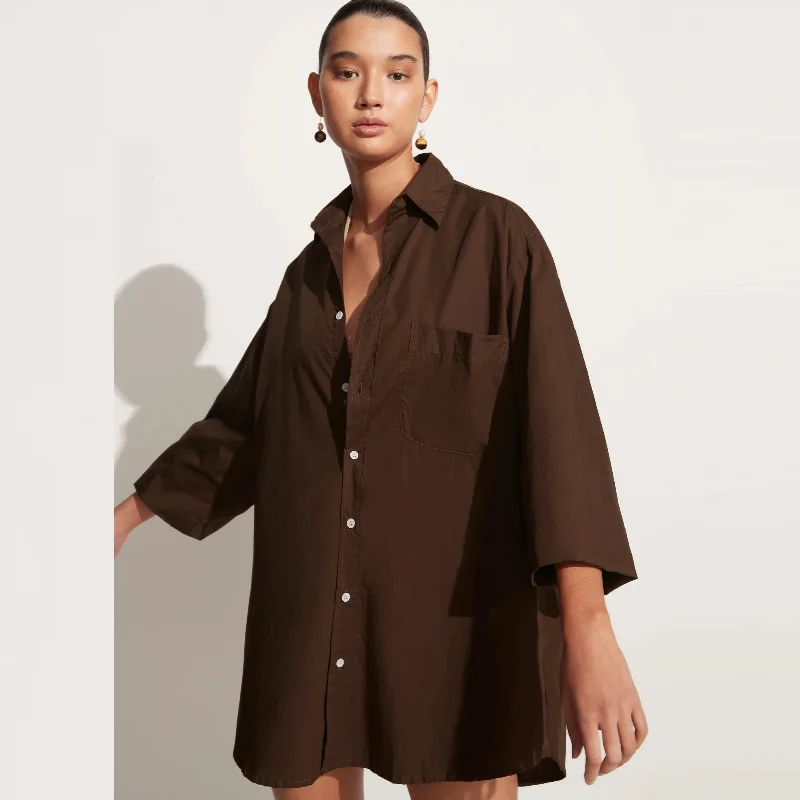 Pontia Shirt (Plain Dark Chocolate) Comfortable Summer Short Shirt