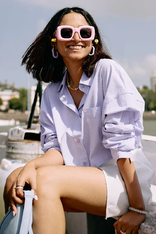 Purple Cropped Cotton Shirt