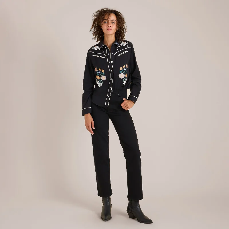 Ranger Long Sleeve Button Up Shirt - Black Fashionable Draped Short Sleeve
