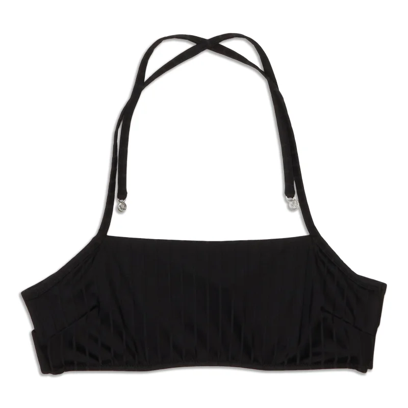 Ribbed Halter Cross-Back Swim Top - Resale Classic Two-Piece Bikini