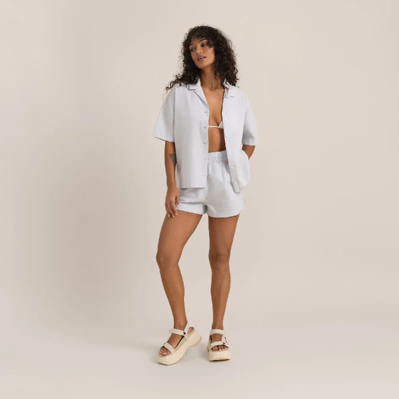 Riviera Short Sleeve Shirt - Pale Sky Relaxed Fit Short Blouse