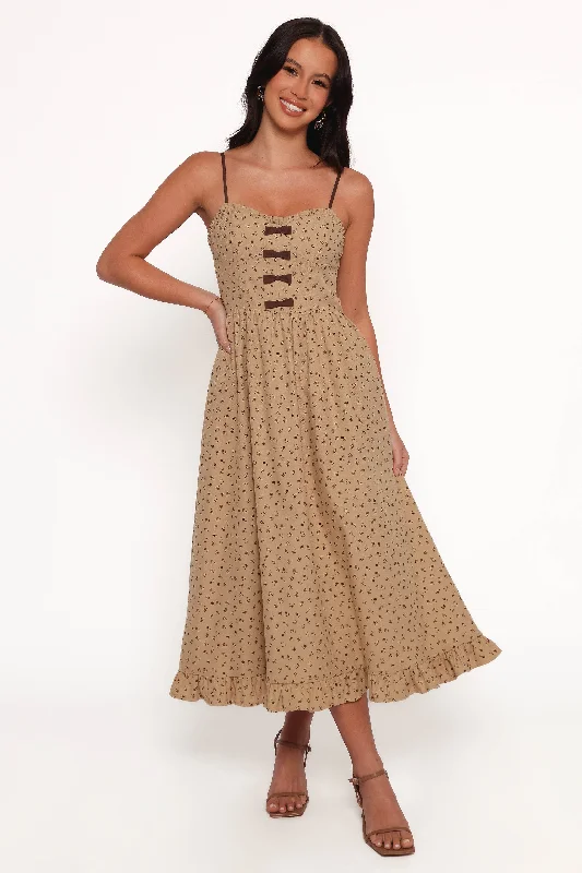 Robbins Midi Dress - Beige Brown