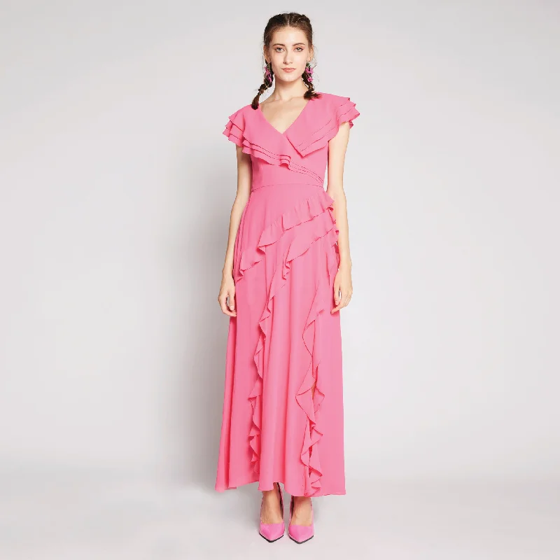 Ruffles Chiffon Maxi Dress