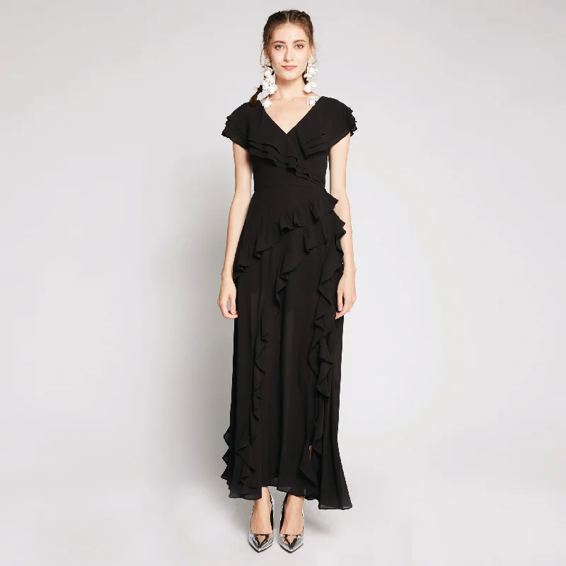 Ruffles Chiffon Maxi Dress