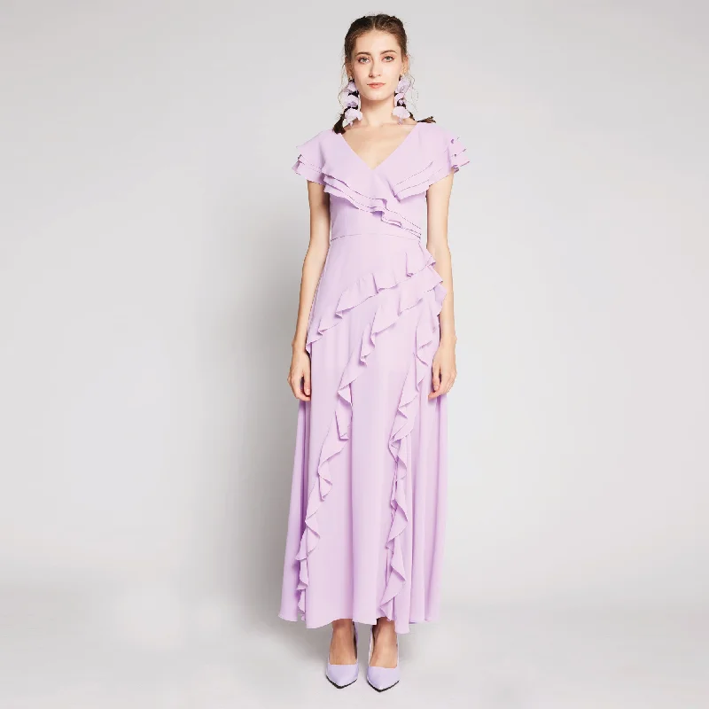 Ruffles Chiffon Maxi Dress