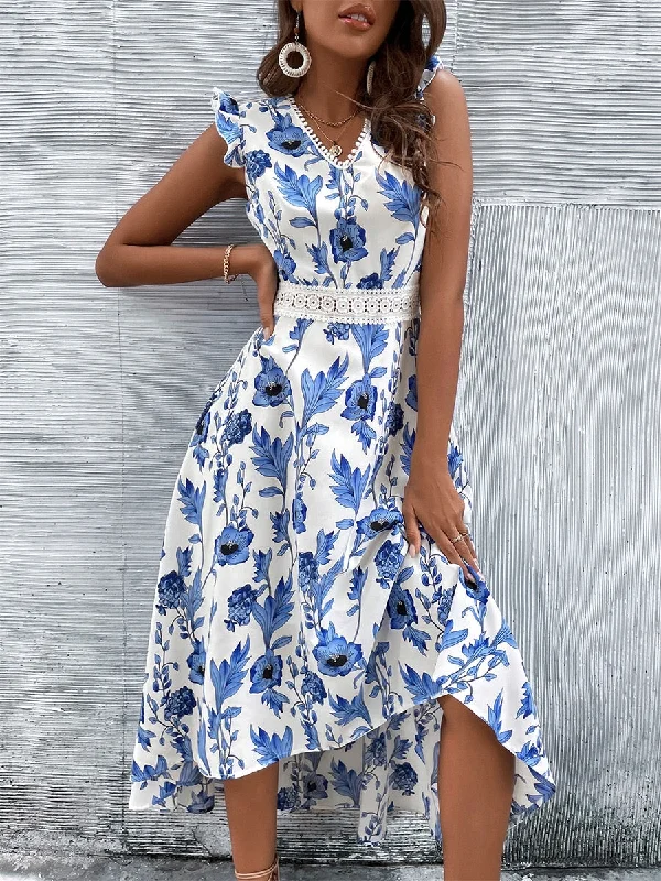 Sally Summer Casual Floral Print Midi Dress Stylish Animal Print Midi Dress