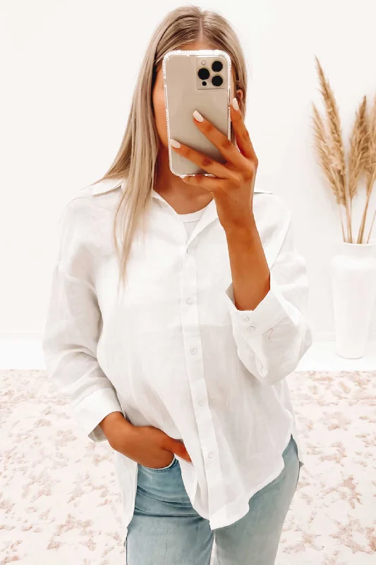 Sartori Shirt White Relaxed Cotton Short Blouse