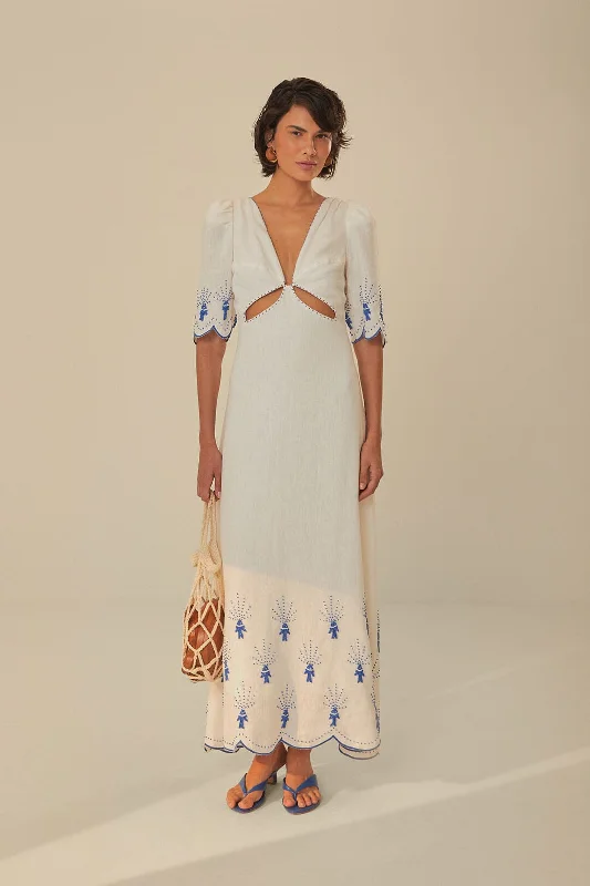 Off-White Sea Of Fish Embroidered Midi Dress