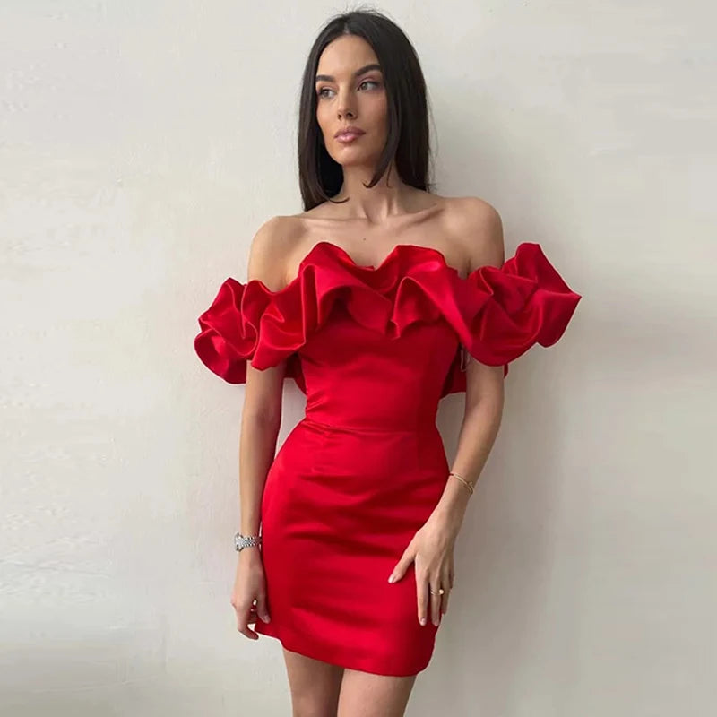 Sexy Ruffle Club Party Off Shoulder Bodycon Mini Short White Midi Dress Fashionable Wide Leg Midi Dress Sexy Ruffle Club Party Off Shoulder Bodycon Mini Short White Midi Dress Fashionable Wide Leg Midi Dress