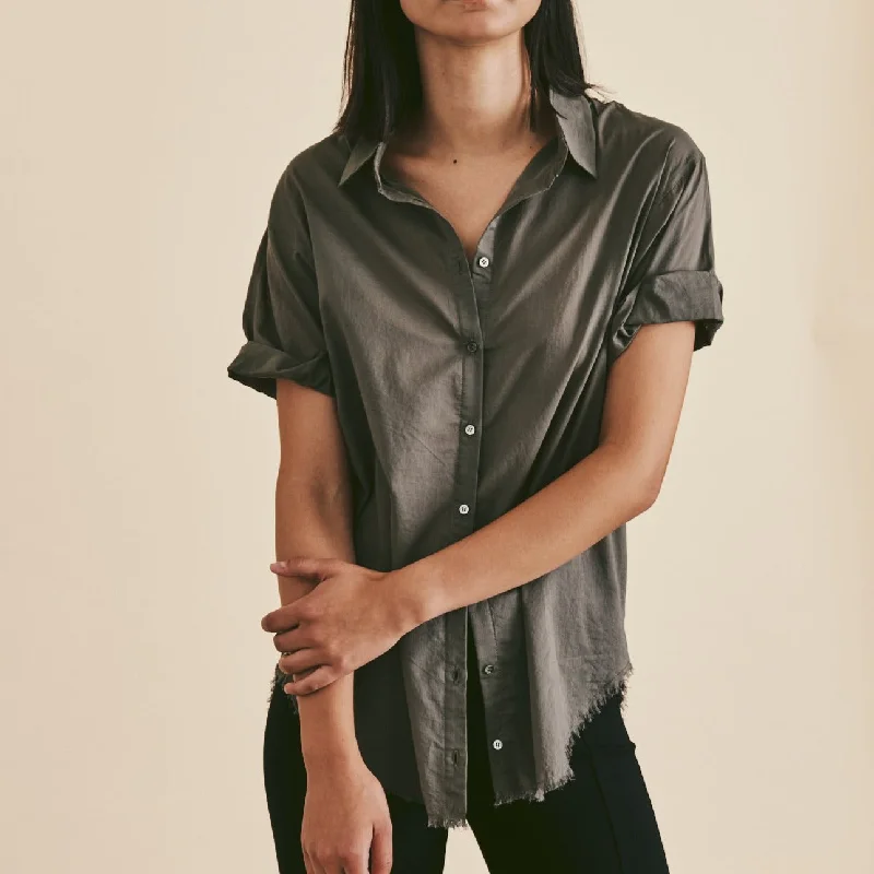 Shaila Shirt (Sea Weed) Elegant Draped Short Sleeve