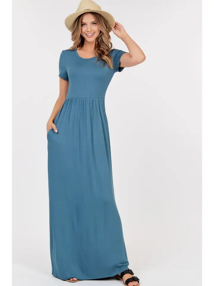 Short Sleeve Maxi Dress With Empire Waist