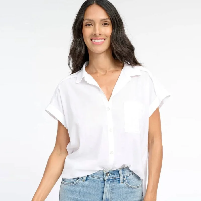 Short Sleeve Paige Shirt (White) Stylish Striped Short Sleeve