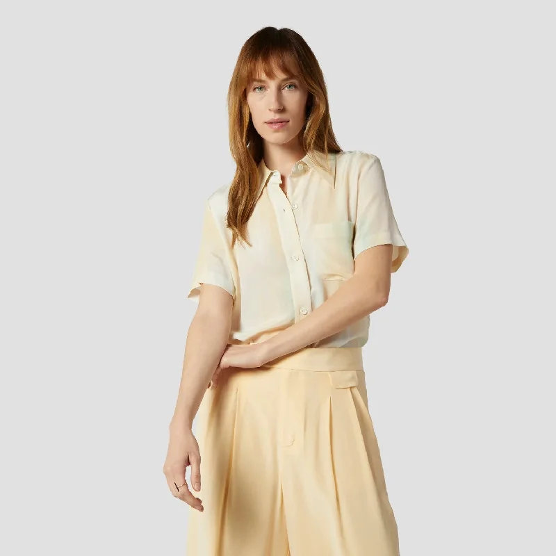 Short Sleeve Quinne Shirt (Cornhusk Multi) Elegant High-Low Short Shirt