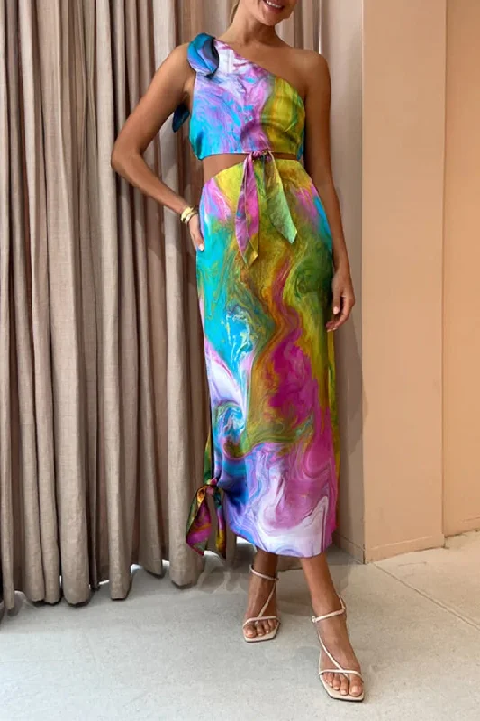 Venus Marble Print Knot Detail Cutout Waist Asymmetric Midi Dress Elegant Pleated Sleeve Midi Dress Venus Marble Print Knot Detail Cutout Waist Asymmetric Midi Dress Elegant Pleated Sleeve Midi Dress