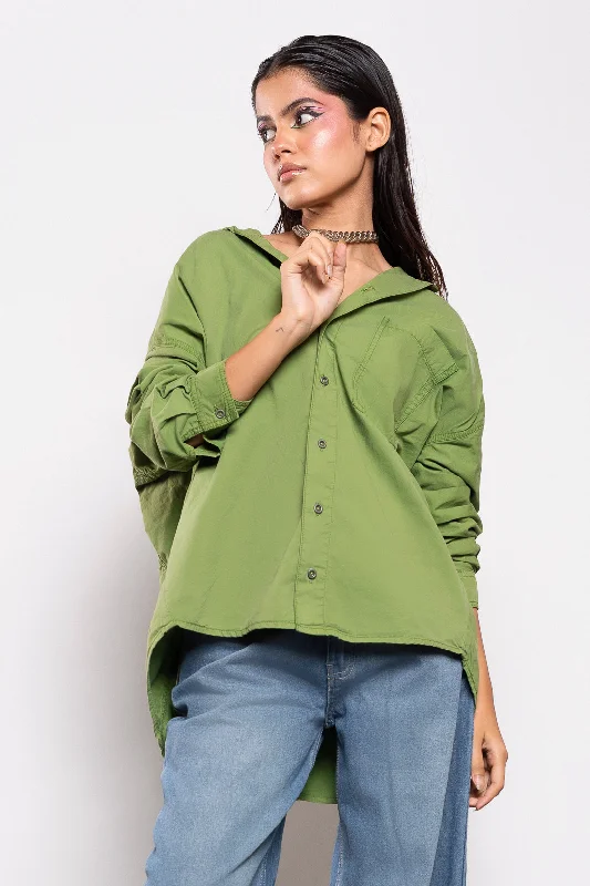 Verdun Green Dad Shirt Casual Short Sleeve Top