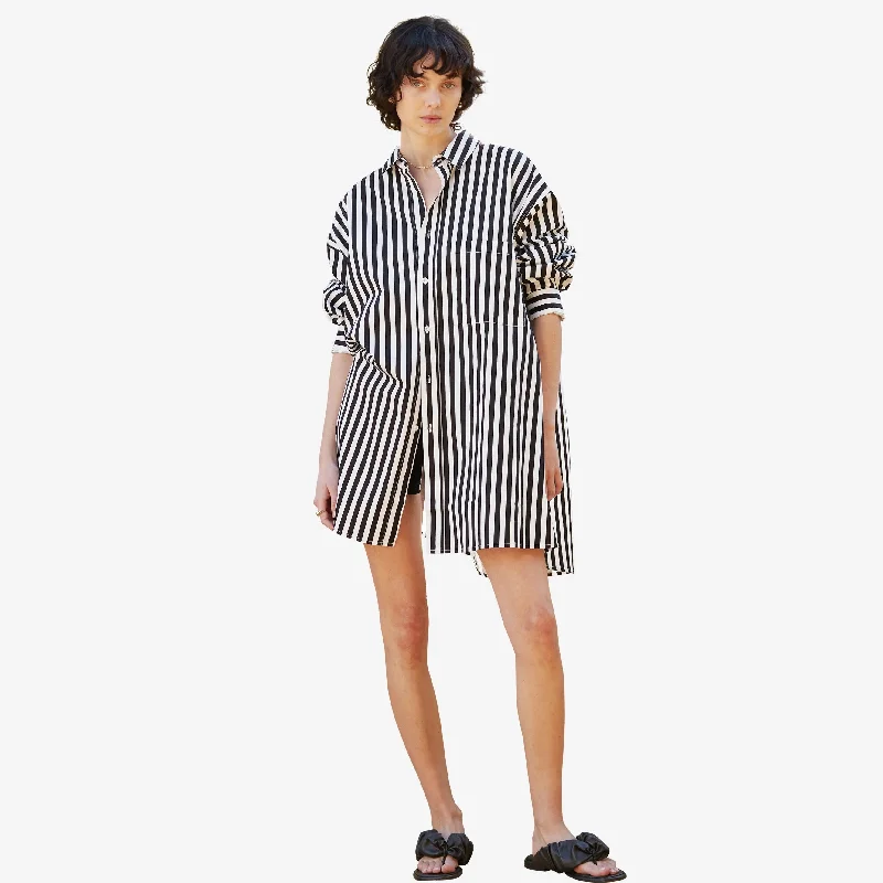 Wednesday Shirt (Black + White) Relaxed Fit Short Blouse