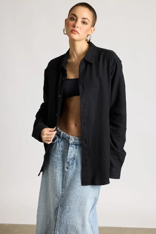 Full Sleeves Black Women's Shirt Modern Fit Short Sleeve