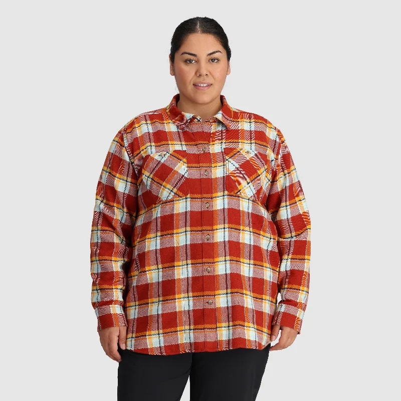 Women's Feedback Flannel Twill Shirt-Plus Stylish Pleated Short Sleeve