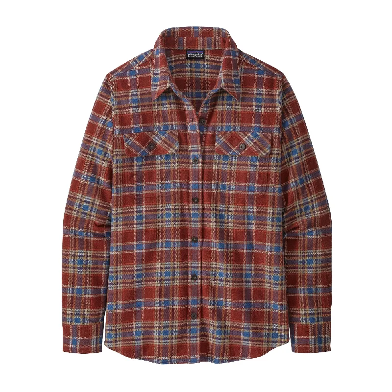 Women's Long-Sleeved Organic Cotton Midweight Fjord Flannel Shirt Cozy Linen Short Shirt