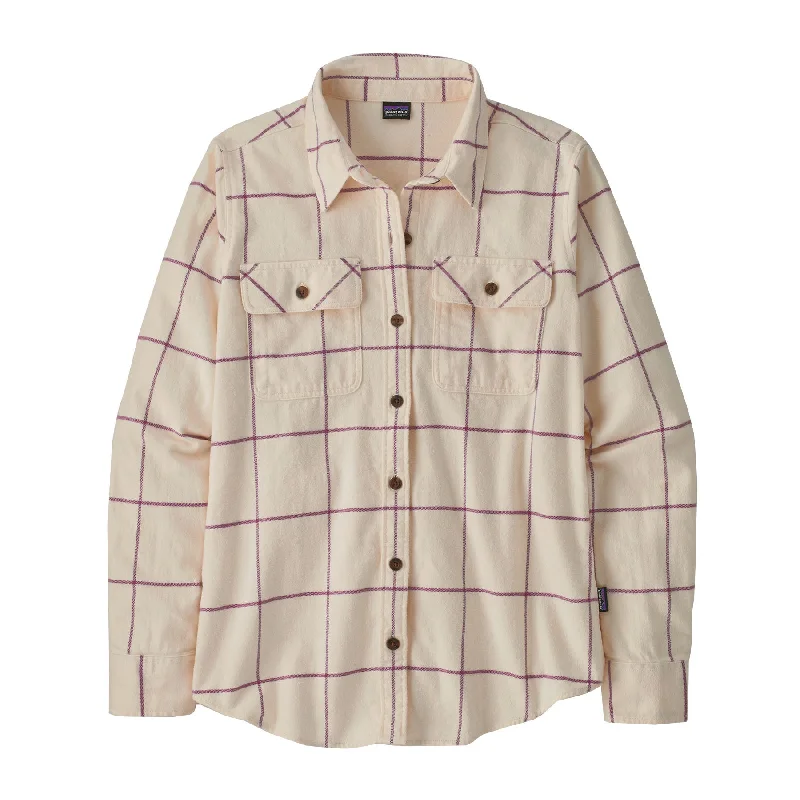 Women's Long-Sleeved Organic Cotton Midweight Fjord Flannel Shirt Trendy Print Short Sleeve